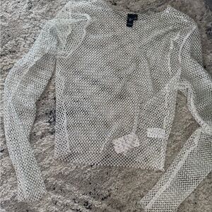 Windsor White Mesh Long Sleeve Top